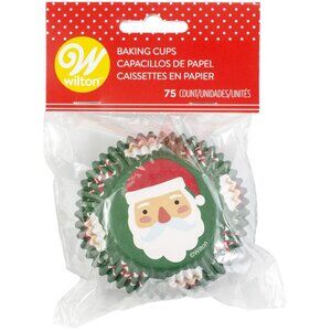 Wilton Standard Baking Cups, Christmas Traditional Santa 75/Pkg